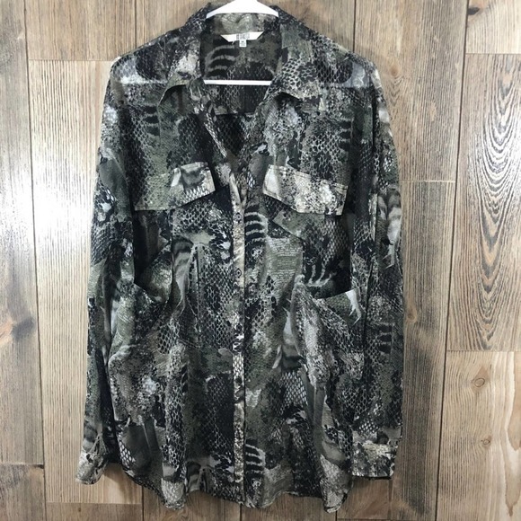 𝅺jack by BB Dakota Sheer Snake Print Blouse - Picture 1 of 5